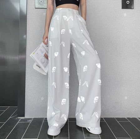 pantalon oversize imprime reflechissant