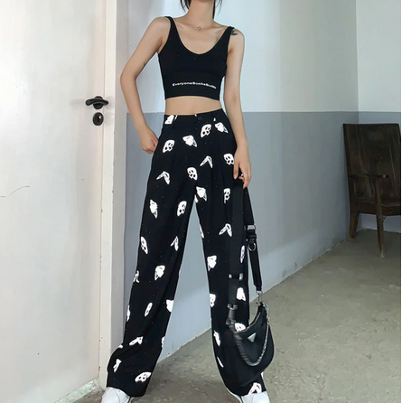 pantalon large taille fille motif reflechissant 