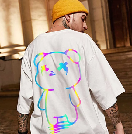 T shirt Blanc motif reflechissant cool style Streetwear