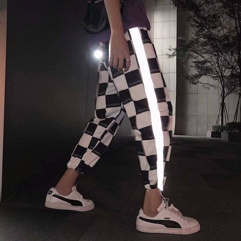 Pantalon reflective a carreaux